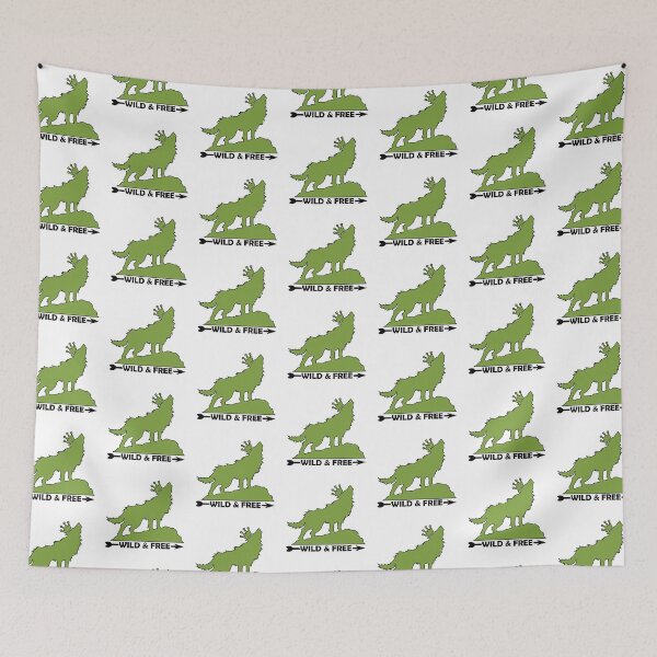 Item preview, Wolf With Crown Silhouette Wild & Free In Green designed and sold by TheRainFamily.