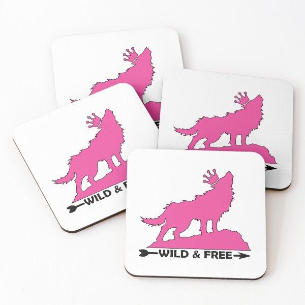 Item preview, Howling Wolf With Crown Silhouette Wild & Free In Pink designed and sold by TheRainFamily.