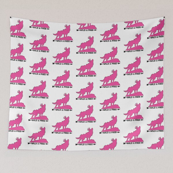 Item preview, Howling Wolf With Crown Silhouette Wild & Free In Pink designed and sold by TheRainFamily.