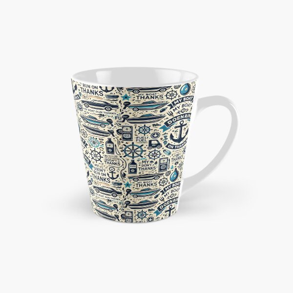 Item preview, Humorous nautical pattern with boats and the quote "my boat doesn't run on thanks." designed and sold by ColorfulStyle.