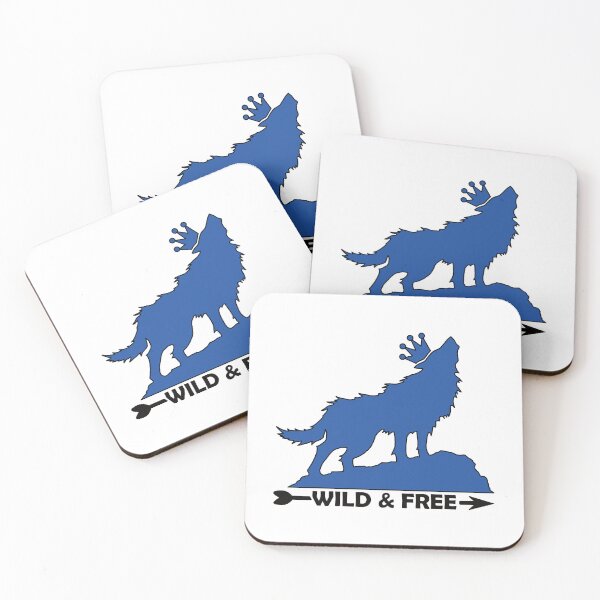 Item preview, Howling Wolf With Crown Silhouette Wild & Free In Blue designed and sold by TheRainFamily.