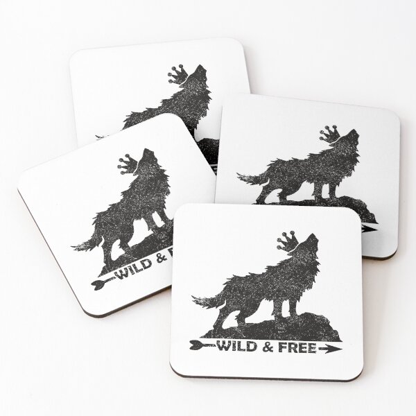 Item preview, Grungy Howling Wolf With Crown Silhouette Wild & Free In Black  designed and sold by TheRainFamily.