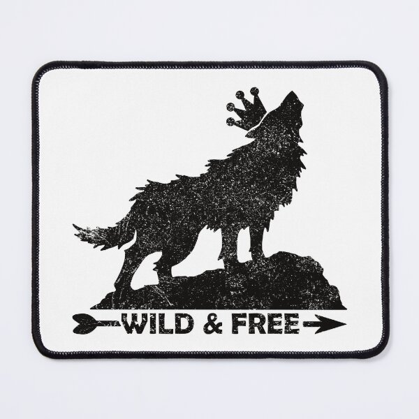 Item preview, Grungy Howling Wolf With Crown Silhouette Wild & Free In Black  designed and sold by TheRainFamily.