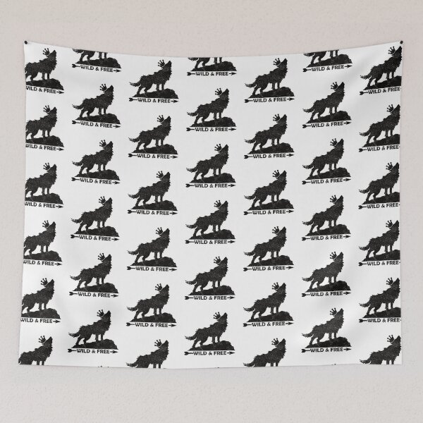 Item preview, Grungy Howling Wolf With Crown Silhouette Wild & Free In Black  designed and sold by TheRainFamily.