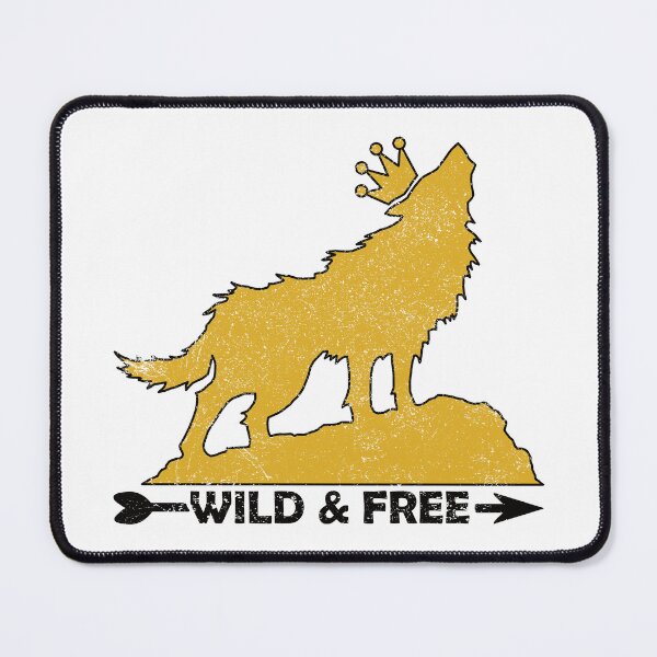 Item preview, Grungy Howling Wolf With Crown Silhouette Wild & Free In Yellow designed and sold by TheRainFamily.
