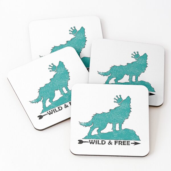 Item preview, Grungy Howling Wolf With Crown Silhouette Wild & Free In Turquoise  designed and sold by TheRainFamily.