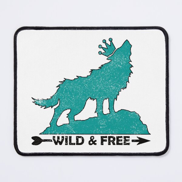 Item preview, Grungy Howling Wolf With Crown Silhouette Wild & Free In Turquoise  designed and sold by TheRainFamily.