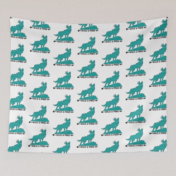 Item preview, Grungy Howling Wolf With Crown Silhouette Wild & Free In Turquoise  designed and sold by TheRainFamily.