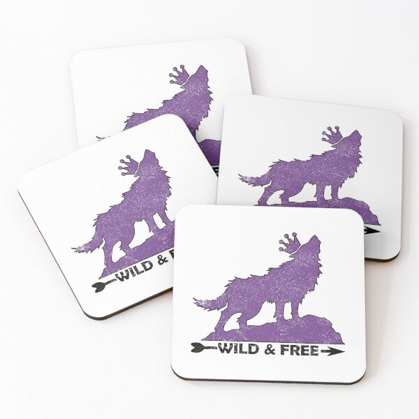 Item preview, Grungy Howling Wolf With Crown Silhouette Wild & Free In Purple designed and sold by TheRainFamily.