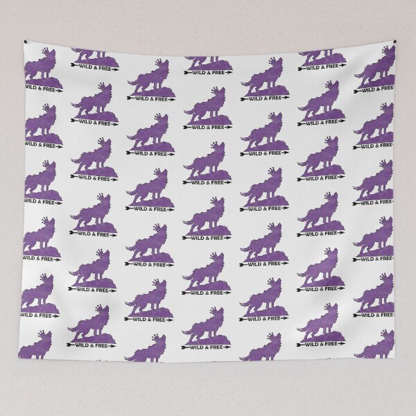 Item preview, Grungy Howling Wolf With Crown Silhouette Wild & Free In Purple designed and sold by TheRainFamily.