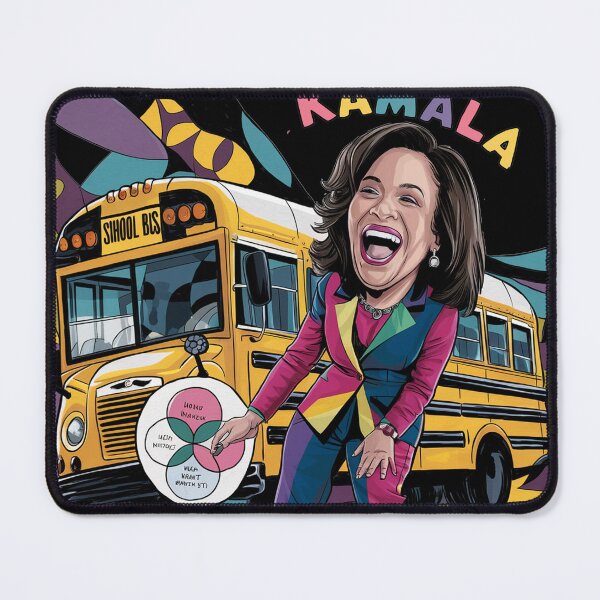 Item preview, Funny Kamala Harris in front of School Bus Political Art designed and sold by Nature's Fancy.