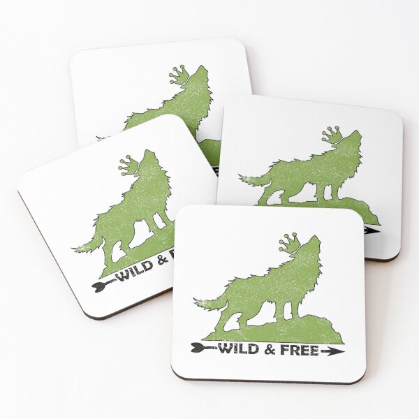 Item preview, Grungy Howling Wolf With Crown Silhouette Wild & Free In Green designed and sold by TheRainFamily.