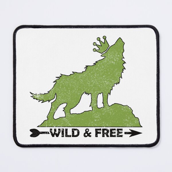 Item preview, Grungy Howling Wolf With Crown Silhouette Wild & Free In Green designed and sold by TheRainFamily.