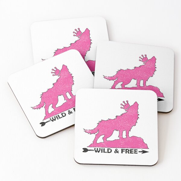 Item preview, Grungy Howling Wolf With Crown Silhouette Wild & Free In Pink designed and sold by TheRainFamily.
