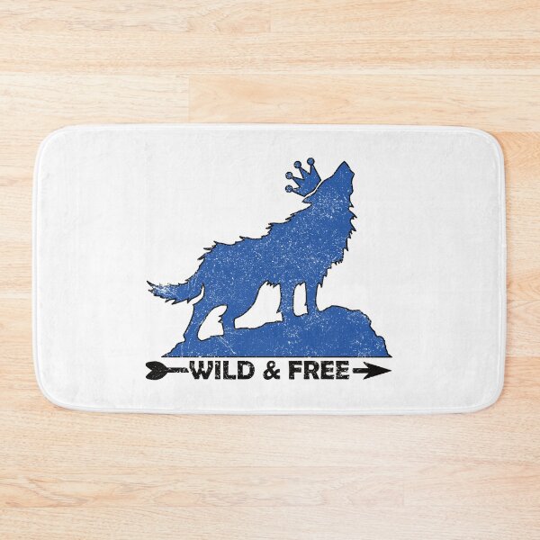 Item preview, Grungy Howling Wolf With Crown Silhouette Wild & Free In Blue designed and sold by TheRainFamily.