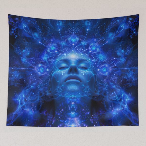 Item preview, DMT Blue Cosmic Goddess Psychedelic Art - Visionary Trippy Design designed and sold by Mystikos Art.