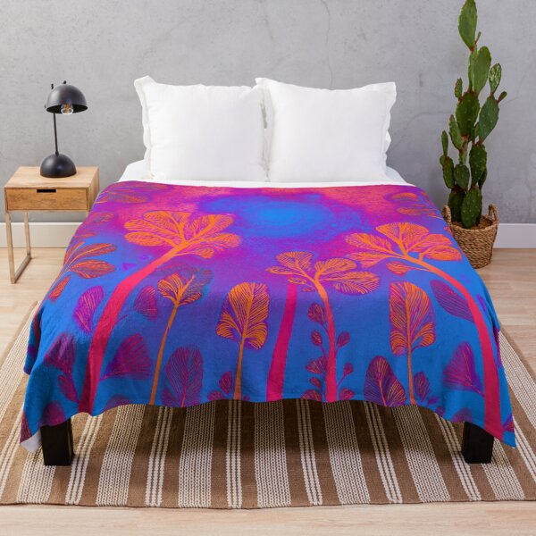 Item preview, Festival atmosphere, psychedelic forest –red, navy, blue, pink designed and sold by My-fake-places.
