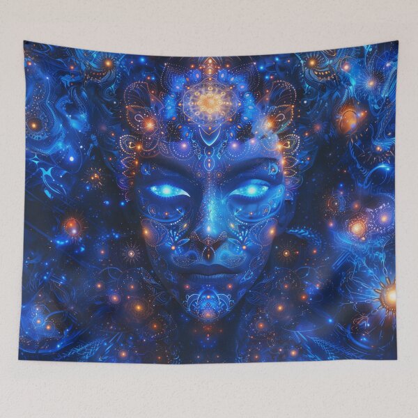 Item preview, Blue Cosmic Goddess Psychedelic Art - Trippy Visionary Design designed and sold by Mystikos Art.