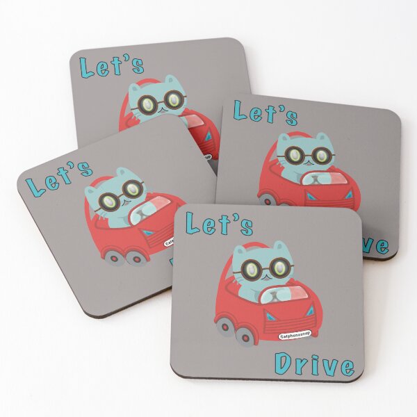 Item preview, Let’s Dive: cute kitty cat driving red push car designed and sold by Catphonesoup.