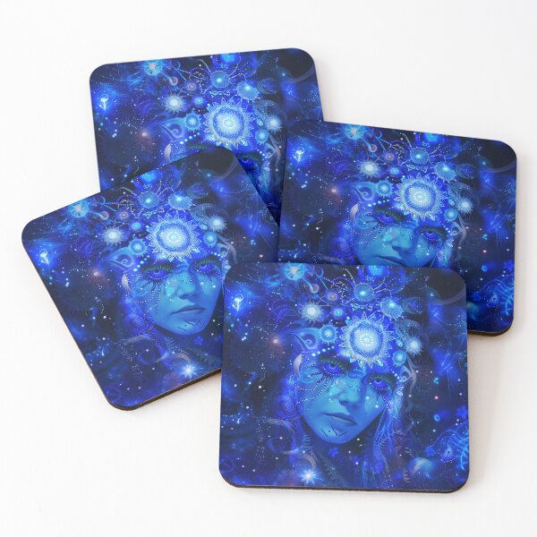 Item preview, Ethereal Blue Cosmic Goddess Art - Trippy Visionary Design designed and sold by Mystikos Art.