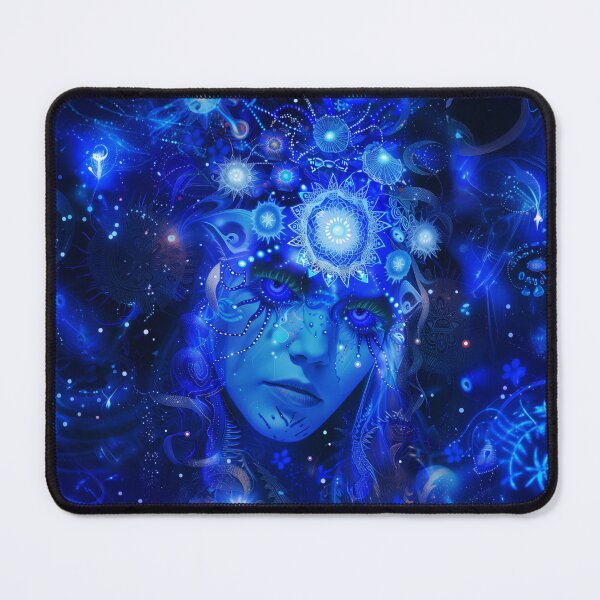 Item preview, Ethereal Blue Cosmic Goddess Art - Trippy Visionary Design designed and sold by Mystikos Art.