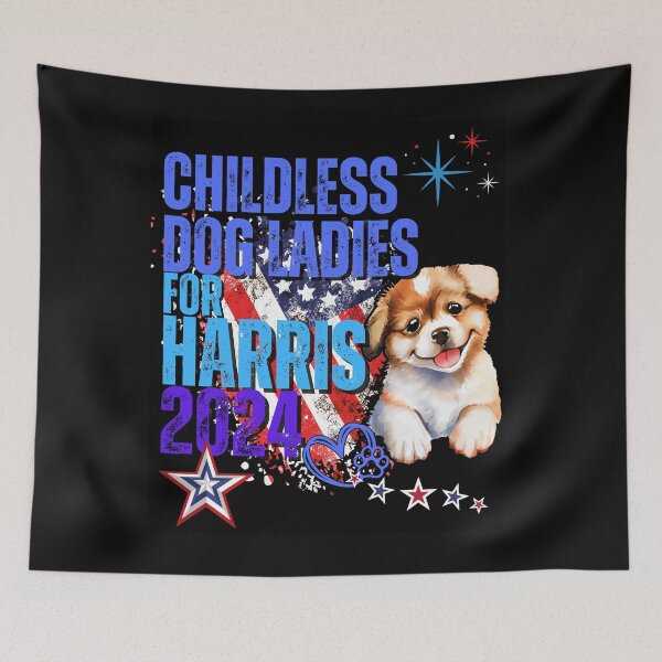 Item preview, Childless Dog Ladies For Harris 2024 Vote Blue Save Democracy Political Design designed and sold by EarthArtDesigns.