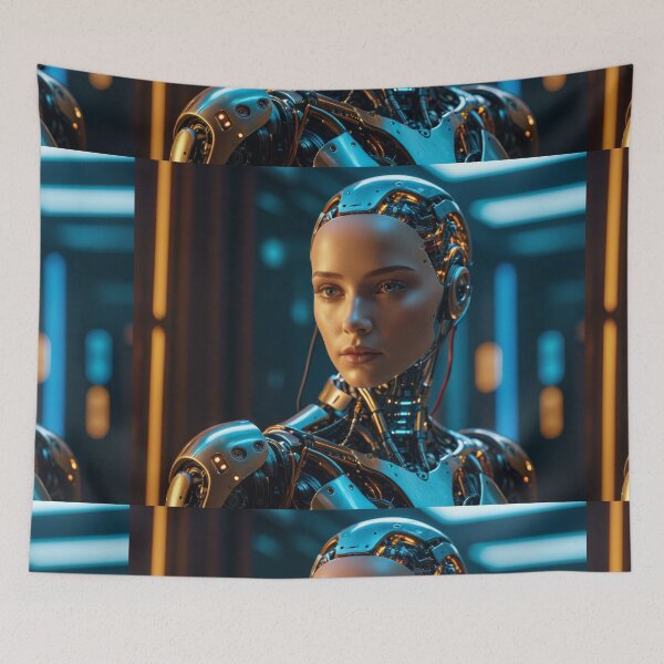 Artikelvorschau, Sci-Fi-künstliche Intelligenz humanoider Roboter Cyborg mit weiblichem Gesicht entworfen und verkauft von dimitrisbar.