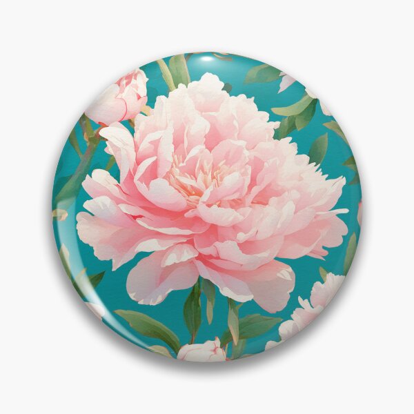 Item preview, Watercolor Peonies flowers pattern on light green-blue designed and sold by DariyaDell.