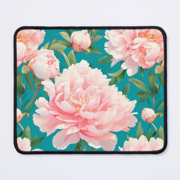 Item preview, Watercolor Peonies flowers pattern on light green-blue designed and sold by DariyaDell.