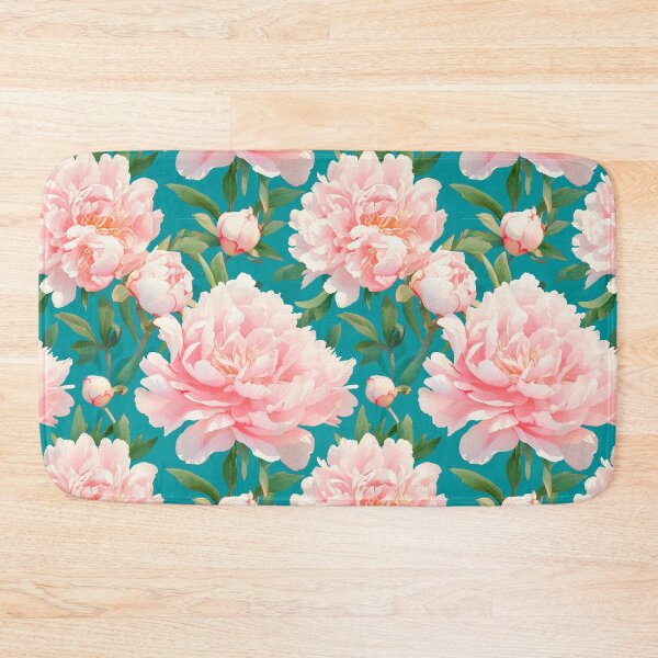 Item preview, Watercolor Peonies flowers pattern on light green-blue designed and sold by DariyaDell.