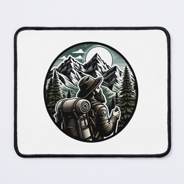 Item preview, A lone hiker treks through rugged mountain trails designed and sold by VisualHut.