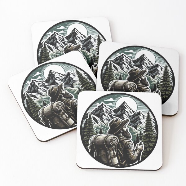 Item preview, A lone hiker treks through rugged mountain trails designed and sold by VisualHut.
