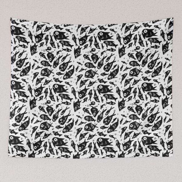 Item preview, Black Fish pattern designed and sold by Raccoondoodles.