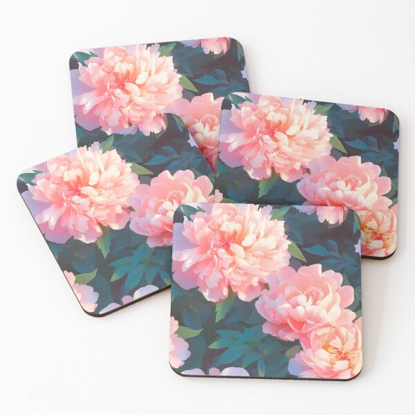 Item preview, Watercolor Peonies flowers pattern on navi green-blue designed and sold by DariyaDell.