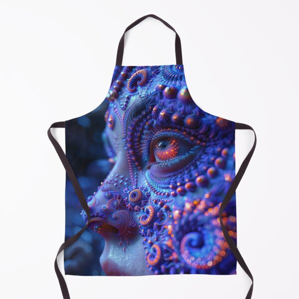 Aperçu de l'œuvre DMT Fractal Face Woman Art visionnaire - Conception psychédélique trippante créée et vendue par Mystikos Art.