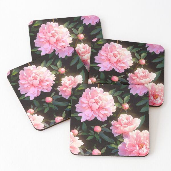 Item preview,  Watercolor Peonies flowers pattern on black designed and sold by DariyaDell.