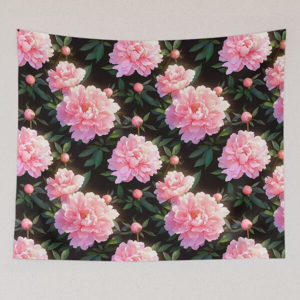 Item preview,  Watercolor Peonies flowers pattern on black designed and sold by DariyaDell.