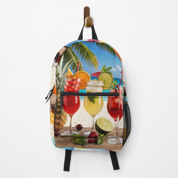 Item preview, refreshing summer cocktails under a palm tree on a beach designed and sold by dimitrisbar.