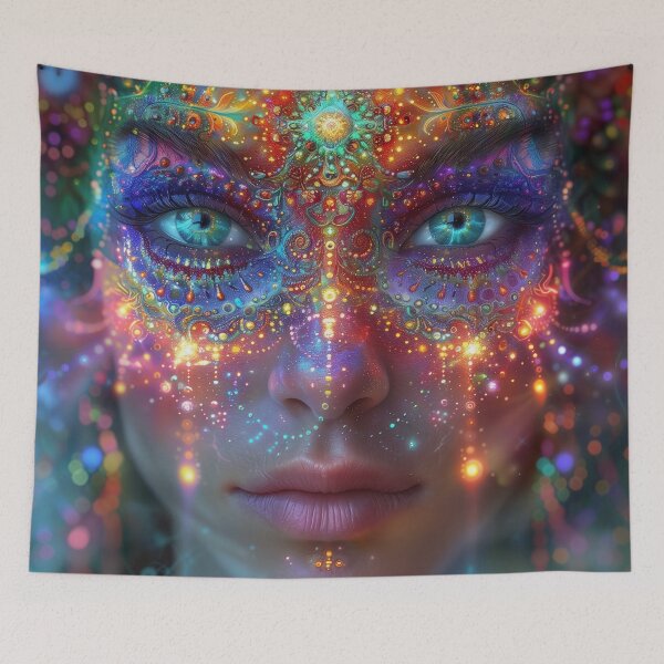 Item preview, Neon DMT Fractal Goddess Fantasy Art designed and sold by Mystikos Art.