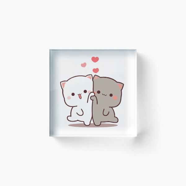 Item preview, Mochi Peach goma cat duo designed and sold by ThePurplePrints.