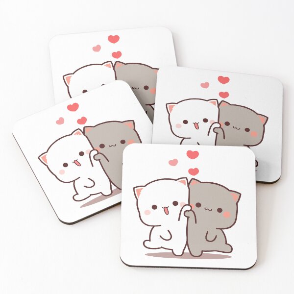 Item preview, Mochi Peach goma cat duo designed and sold by ThePurplePrints.