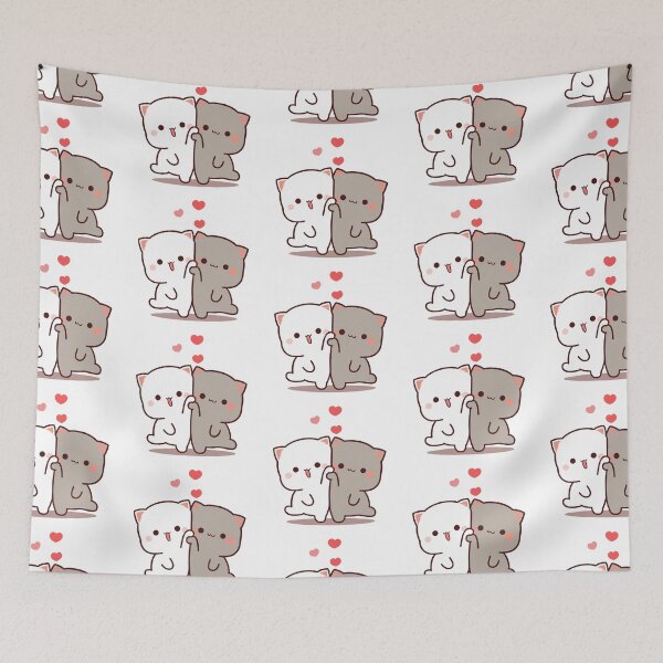 Item preview, Mochi Peach goma cat duo designed and sold by ThePurplePrints.