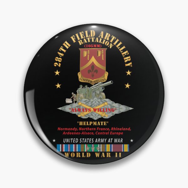 Item preview, DUI - 284th Field Artillery Battalion - DUI w Br - Helpmate - 105MM Gun - Crew - EUR SVC WWII X 300 designed and sold by Military Insignia Products.