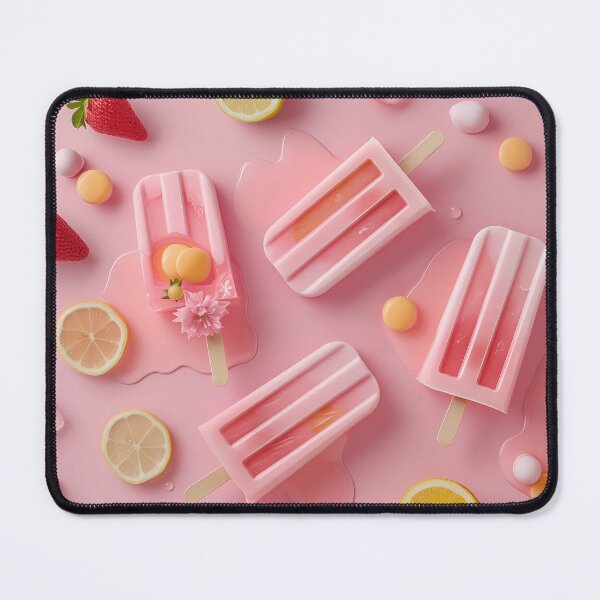 Artikelvorschau, Rosa Eis am Stiel und Obst, Erdbeere Zitrone Sommerkunst entworfen und verkauft von Neon-Lemon.