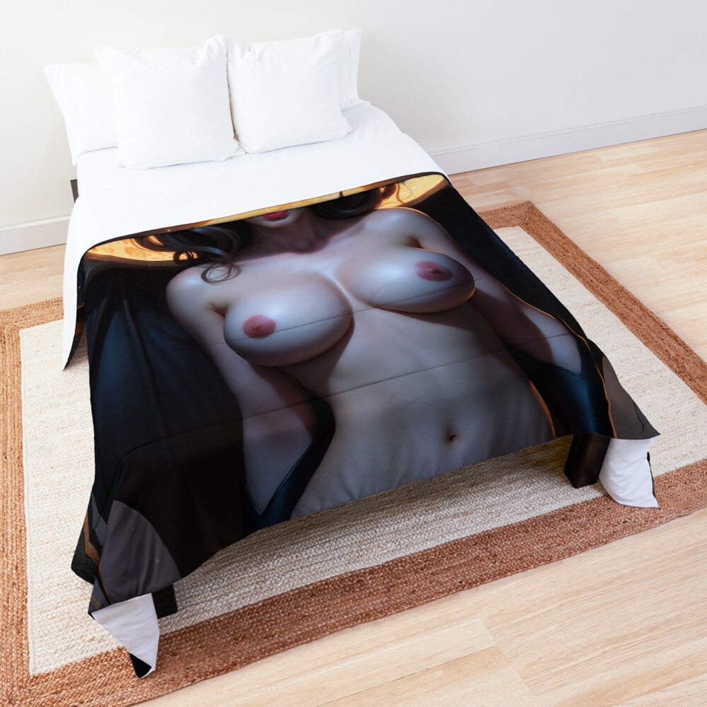 Nude Portrait Of The Enchanting Vampire Queen Under a Full Moon AI Concept Art by Xzendor7 3 Nude Portrait Of The Enchanting Vampire Queen Under a Full Moon Captivating AI Concept Art by Xzendor7 Decorative Art Print Comforter