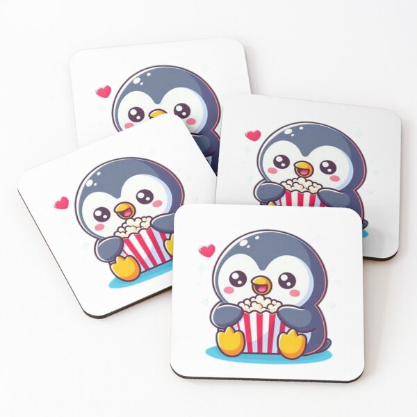 Item preview, penguin eating popcorn designed and sold by Eternalski.