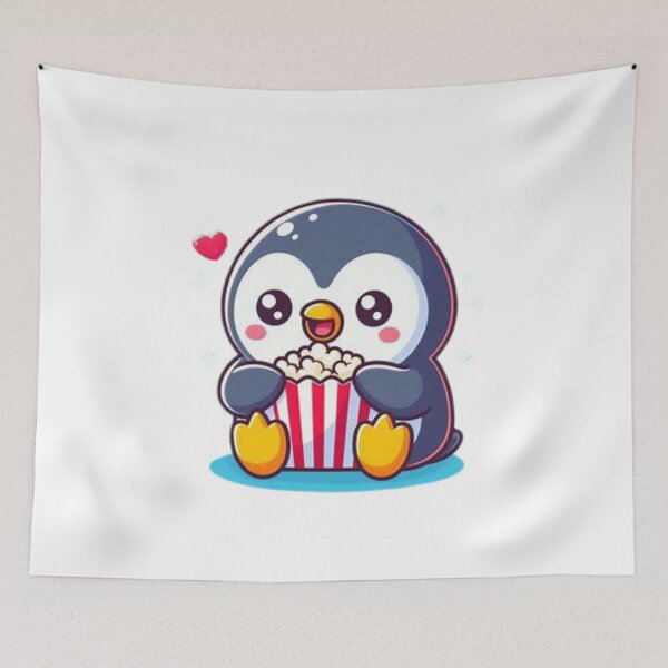 Item preview, penguin eating popcorn designed and sold by Eternalski.