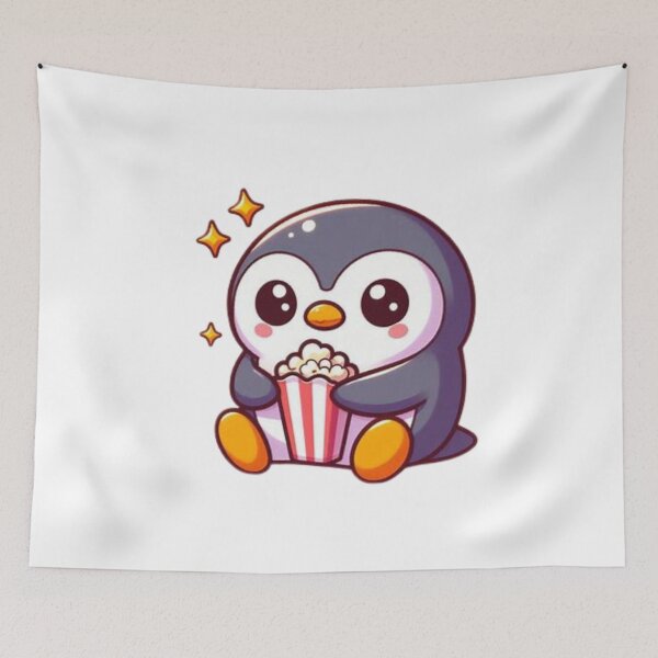 Item preview, penguin eating popcorn designed and sold by Eternalski.
