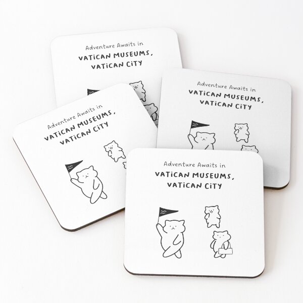Item preview, Adventure Awaits in Vatican Museums, Vatican City | Cute Cat Characters in Minimalist Line Art designed and sold by RM-Journey.