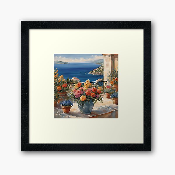 Item preview, Mediterranean Sea View With Flowers designed and sold by SeaStarAlex.
